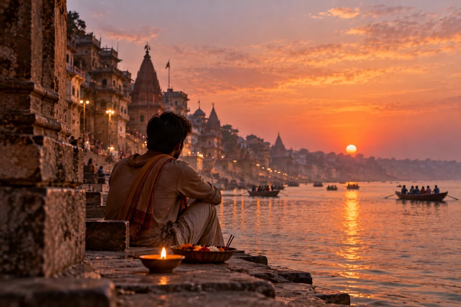 A quiet moment by the Ganges in Varanasi