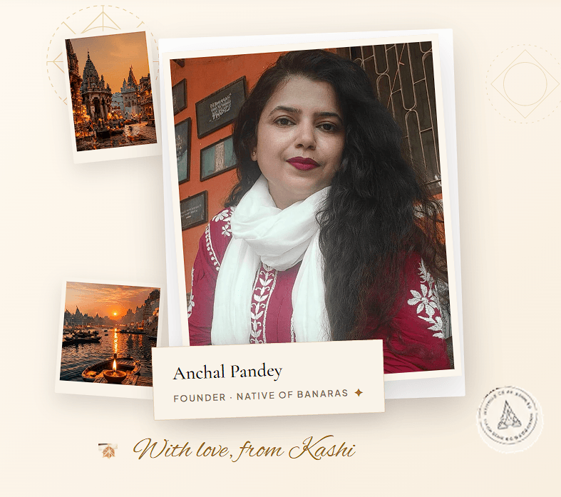 Anchal Pandey, Founder of SoilNSoul Travels, in a Kashi inspired portrait composition